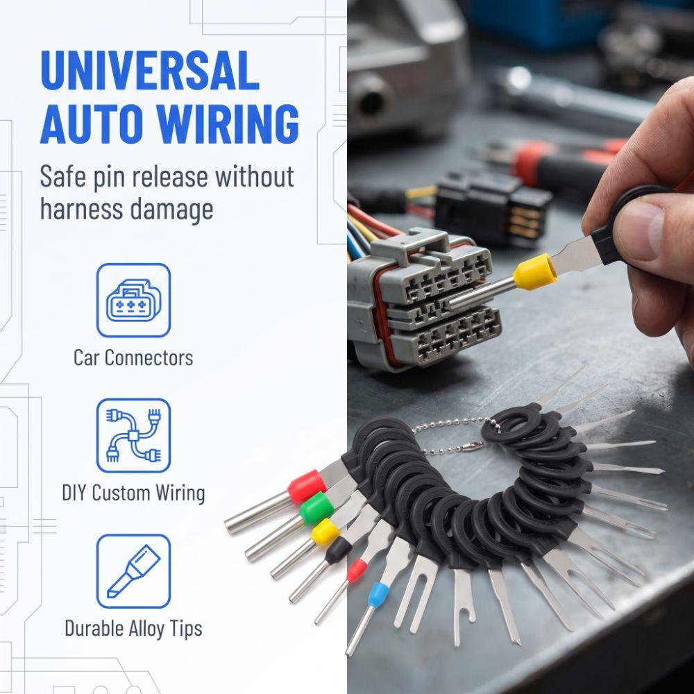 18PCS Metal Tips Wire Harness Terminal Extractor Car Terminal Puller Kit Electrical Circuit Work