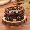 Лидер продаж мужской ретро-стиль многослойный эластичный браслет ручной работы из бисера с деревянными бусинами и деревом жизни