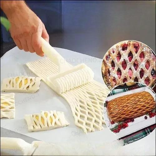 Dough Lattice Roller Cutter, Pie Crust Grid Rolling Tool for Homemade Baking