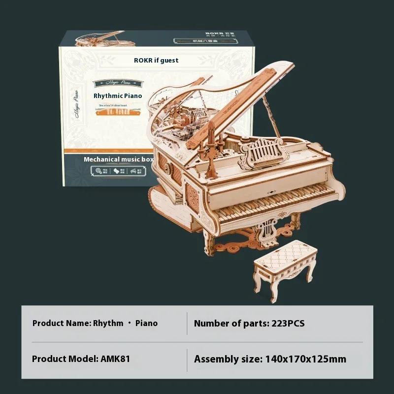 New Robotime Magic Piano 3d Puzzles For Children'smechanical Puzzles Musical Instrumentwooden Music Box Puzzle Kit Toy Gifts