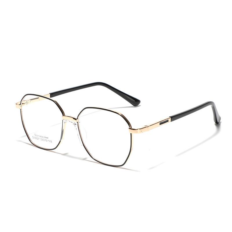 Очки Многоугольные Седловидные Носоупоры Могут Использоваться Как Оправа для Миопии Плоское Зеркало Женские Металлические Квадратные Обычные Зеркала