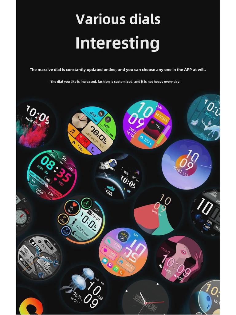 Temu Смарт-часы ZW60: Пульсометр, монитор здоровья, Bluetooth-вызов, круглый экран, женский фитнес-браслет