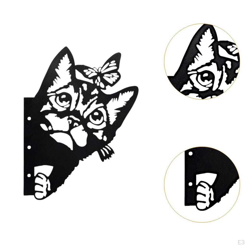 2D Peeping Metal Art Black Silhouette Artwork Fence Decoration Decorative Cutout Garden Ornament for