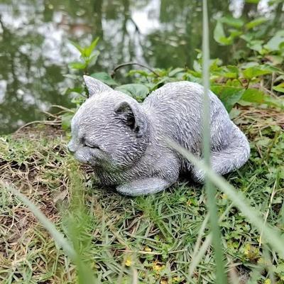 Садовое украшение Статуэтка кошки из смолы Реалистичная уникальная скульптура кошки Мультяшные арт-фигурки Украшения для двора