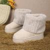 Fashion Winter Women Boots Suede Thermal Sleeves Keep Warm Mid-Calf Snow Boots Ladies Comfortable Size 41