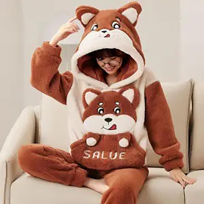 Пижамный комплект из плотной зимней фланели, домашняя одежда для женщин, теплая пижама, брюки для пар, домашние брюки