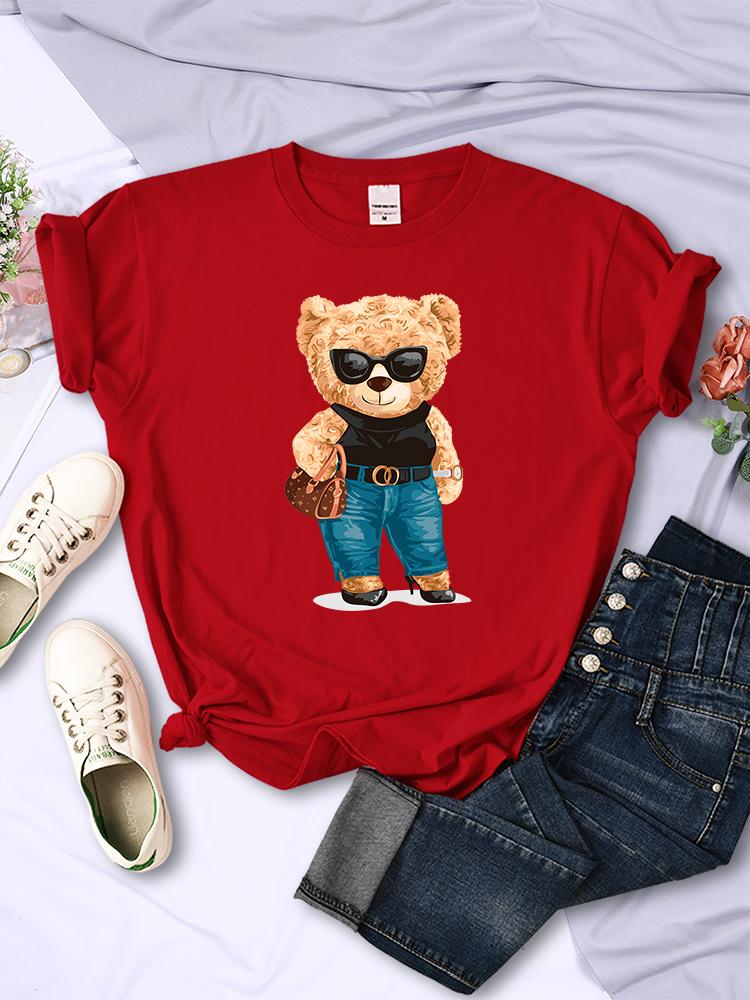 Футболка Fashion Teddy Bear Rich Woman Street Hip Hop с короткими рукавами, индивидуальная футболка Hip Hop с круглым вырезом, дышащая, летняя футболка