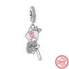 925 Silver Insects Series Colorful Zircon Dragonfly Flower Bee Butterfly Beads Fit Original  Charms Bracelet Fine Jewelry