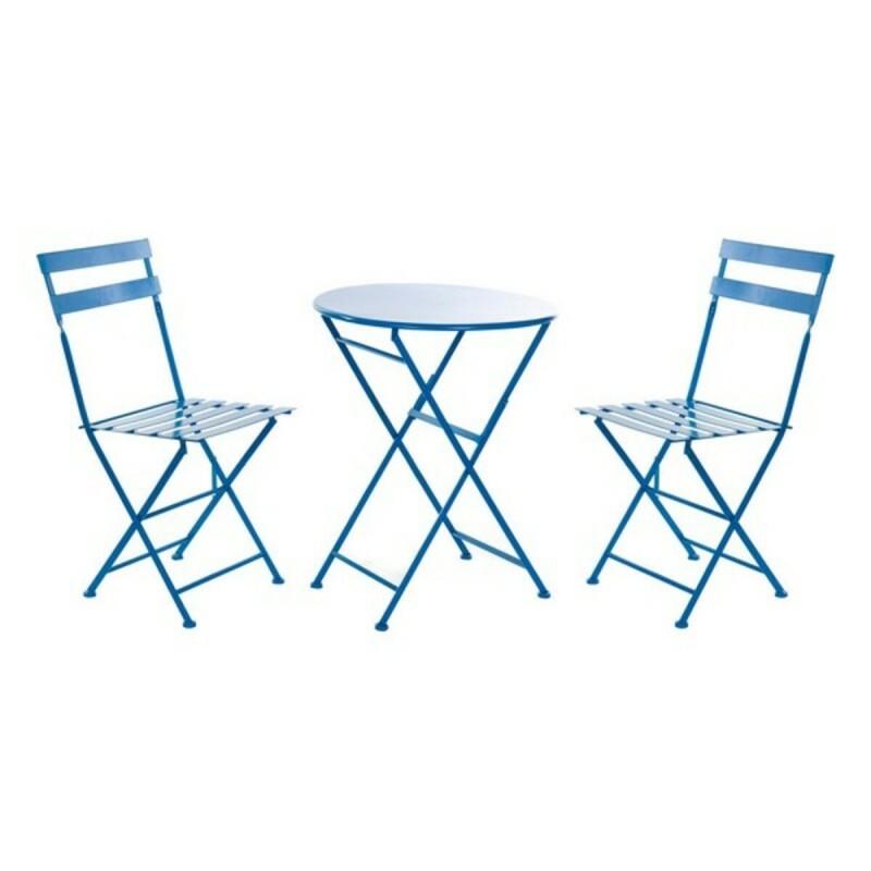 DKD Home Decor-Table Set with 2 Chairs DKD Home Decor MB-166634 Blue 80 Cm 60 X 60 X 70 Cm (3pcs)