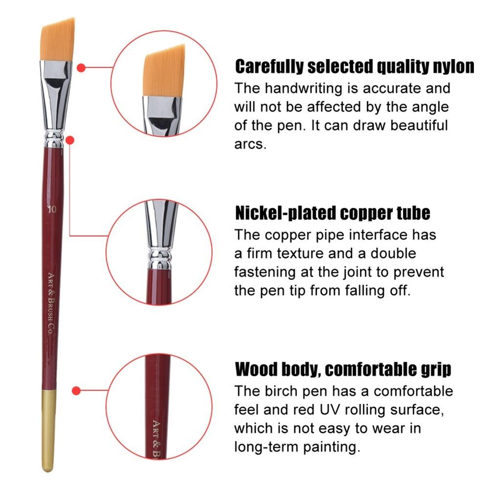 7PCS Short Handle Build Angled Nylon Bristle Brushes Acrylic Painting Brushes Gouache Coloring