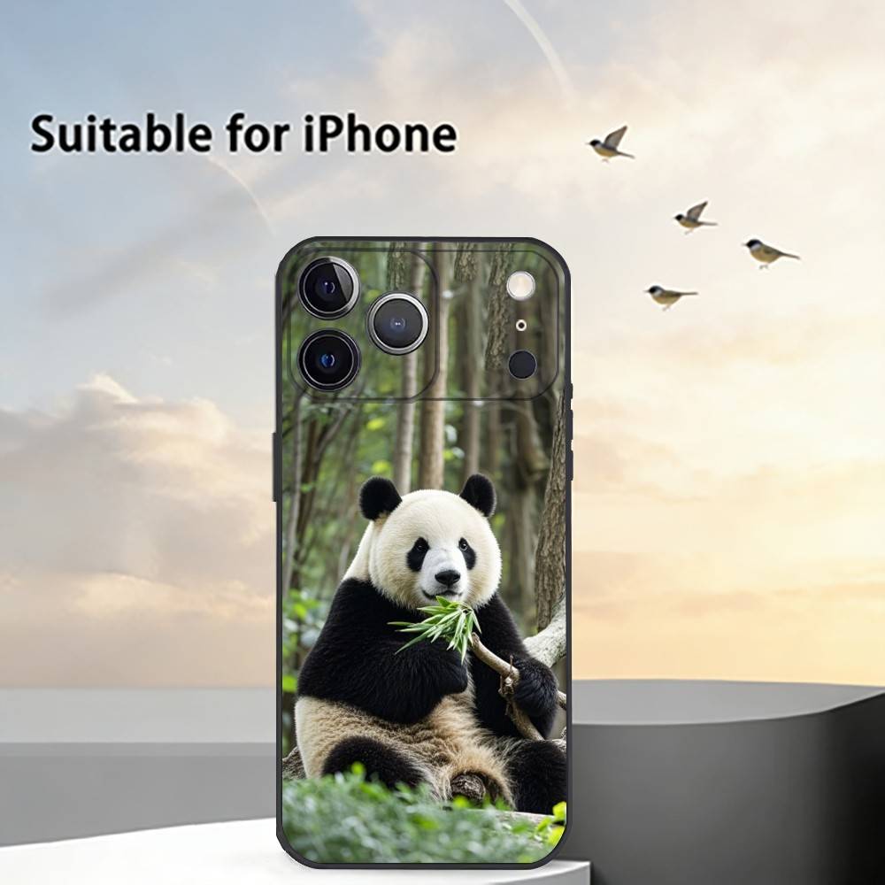 Милый чехол для телефона F-Fubao Животное P-Панда для iPhone 17,16,15,14,13,12,11 Plus,Pro Max,XS, Мягкий силиконовый черный чехол