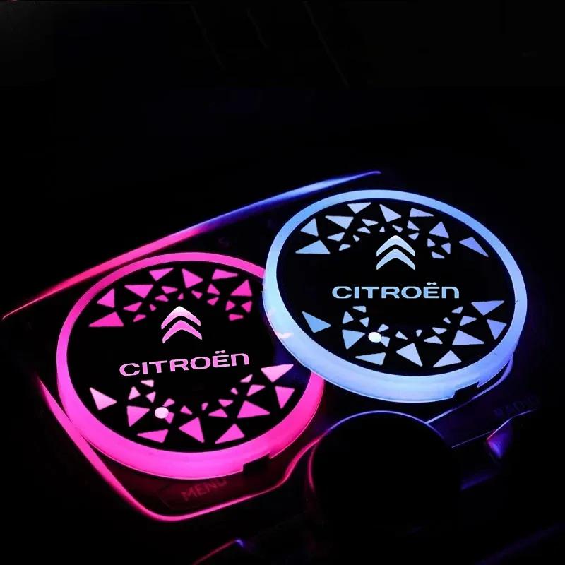 LED Car Interior Cup Holder Mat Coaster Light Drinks Pad for Citroen C2 C3 C5 C8 Berlingo Xsara DS3 DS4 DS5 Auto Accessories zm8
