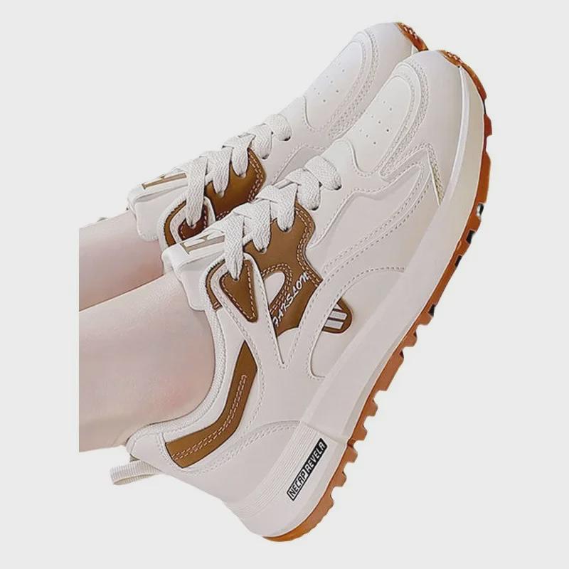 "2024 Women's Large-Size Korean Style Lightweight Leather Running & Casual Dad Shoes"