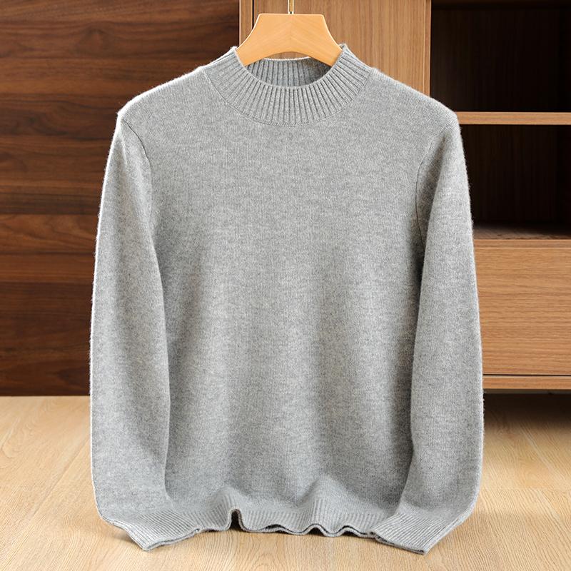 Men's Half Turtleneck Thickened Cashmere Sweater Qinghe Cashmere 30% Cashmere 70% Wool Men's Autumn and Winter Cashmere Soft and Warm