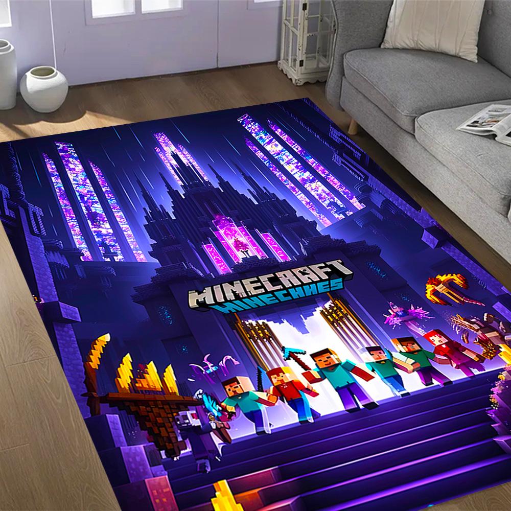 Minecraft: A Magical Journey Themed Anti-Slip Rugs - Polyester Home Decor, Suitable for Bedrooms, Living Rooms, Doorways, Studios, and Decorations