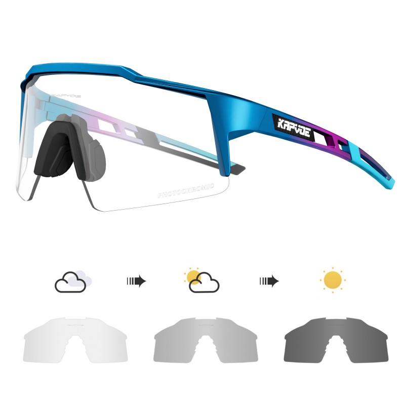 KAPVOE Cycling Sunglasses With 4 Interchangeable Lenses TR90 Frame Windproof Sport Eyewear Road Bike MTB Outdoor Riding