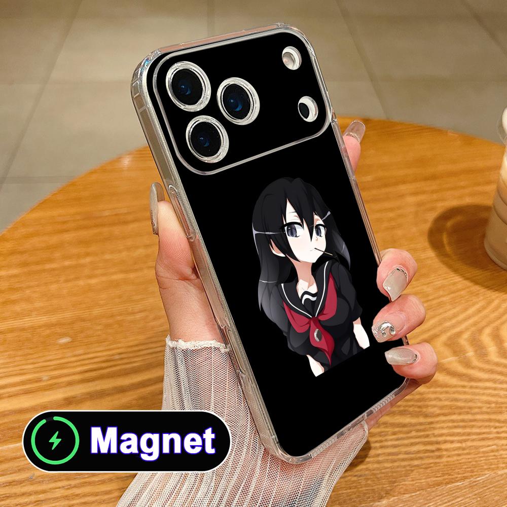 Akame Kurome Прозрачный ТПУ Magsafe Чехол для Мобильного Телефона для iPhone 17 16 15 14 13 12 11 Air Pro Max Plus Mini Цветной Чехол