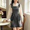 Cute Ruffled Denim Apron Women Washed Cotton Twill Kitchen Cooking Workwear Sleeveless Unisex