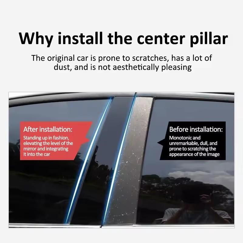 6 шт. Для Honda Civic Sedan 2001-2005 2002 2003 Накладки на оконные молдинги Центральная пленка Стойки B C Столбики Наклейка Автоаксессуары