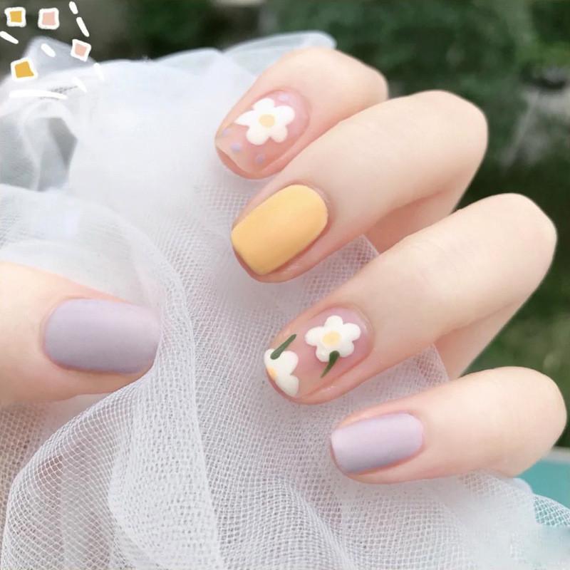 Flower Matte Manicure Dress Nail Fashion Simple Cute Removable Nail Patch Style