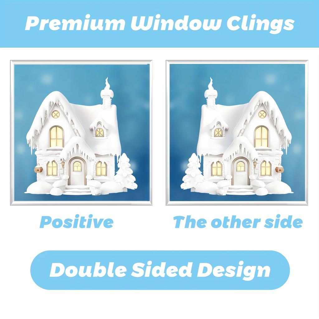 Christmas Double-sided Window Flower Stickers: 146 Pieces - Art Deco, PVC Material, Reusable, 10mm Thickness