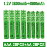 1.2V AA 4800mAh NI-MH Перезаряжаемая Батарея+1.2V AAA 3800 мАч Перезаряжаемая Батарея NI-MH Батарея+зарядное устройство