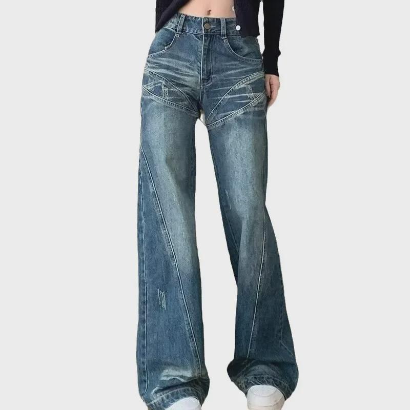Women's Low-Waist American Retro Flared Jeans - Loose, Non-Sticky Fit for Summer