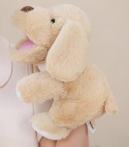 Speed Mao Fluffy Cute Dog Puppy Stuffed Animal Hand Puppet Beige