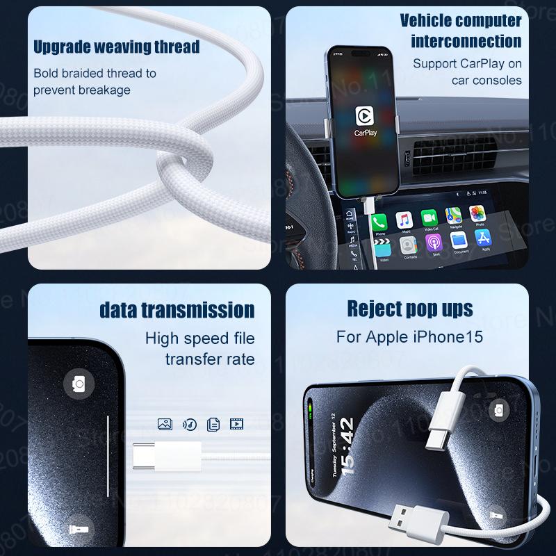 35 Вт USB-кабель для подключения CarPlay эксклюзивно для Apple iPhone 16 15 Pro Max Plus USB-кабель для быстрой зарядки Type-C Кабель передачи данных Type-C