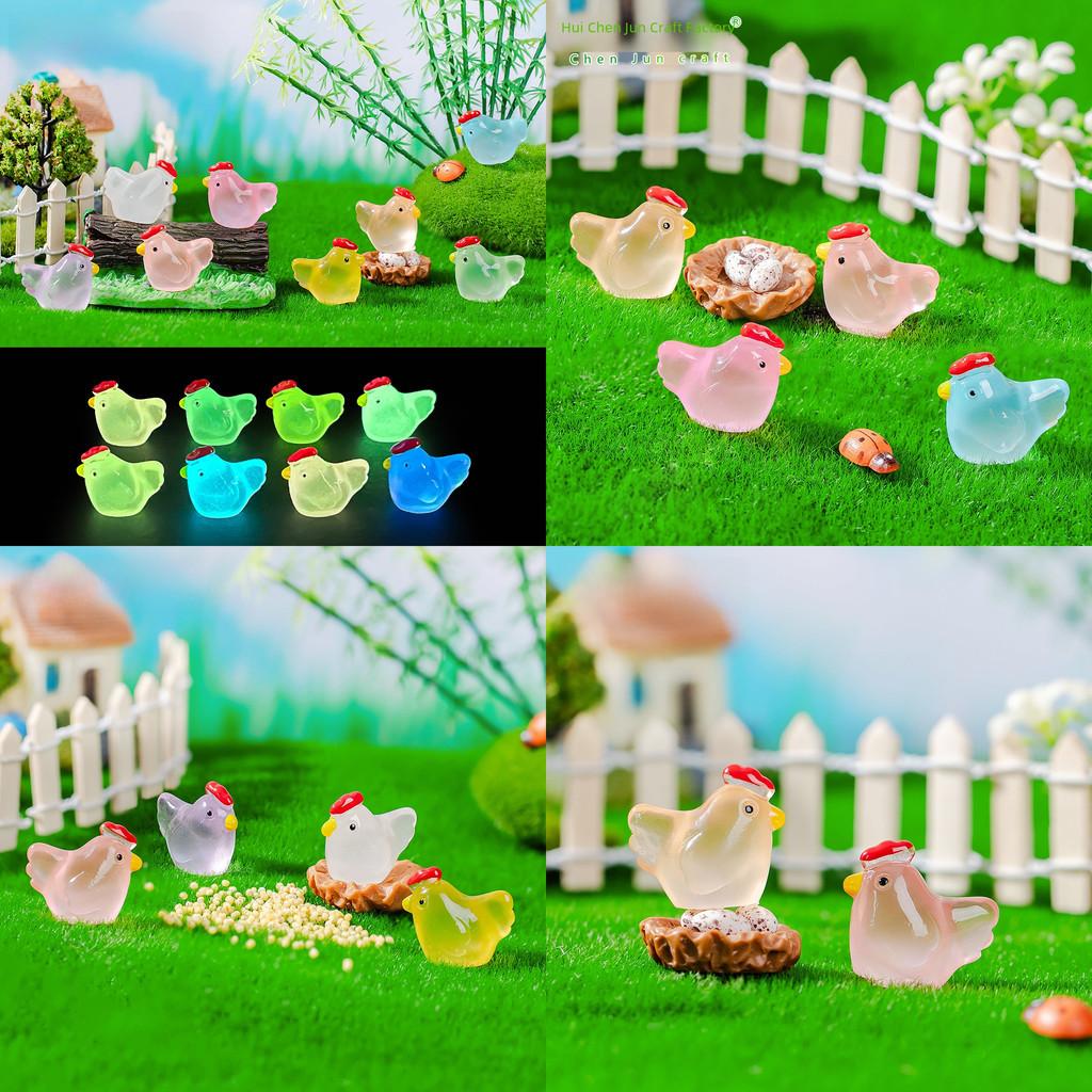 Милая люминесцентная полимерная фигурка курицы, садовое украшение, в восьми цветах