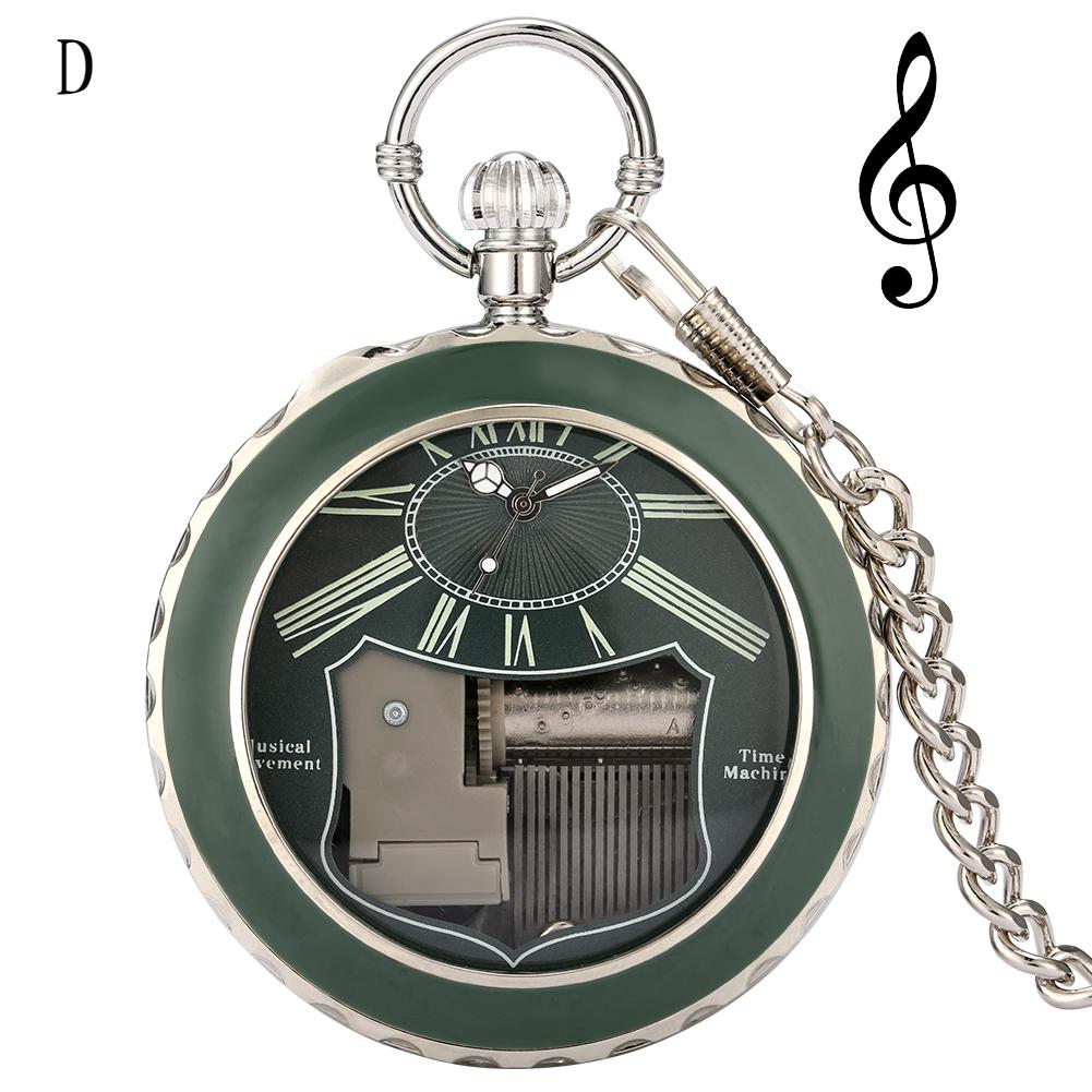 Transparent Glass Musical Pocket Watch Swan Lake Melody Music Watch Antique Pendant Pocket Timepiece Vintage Quartz Watches Gift