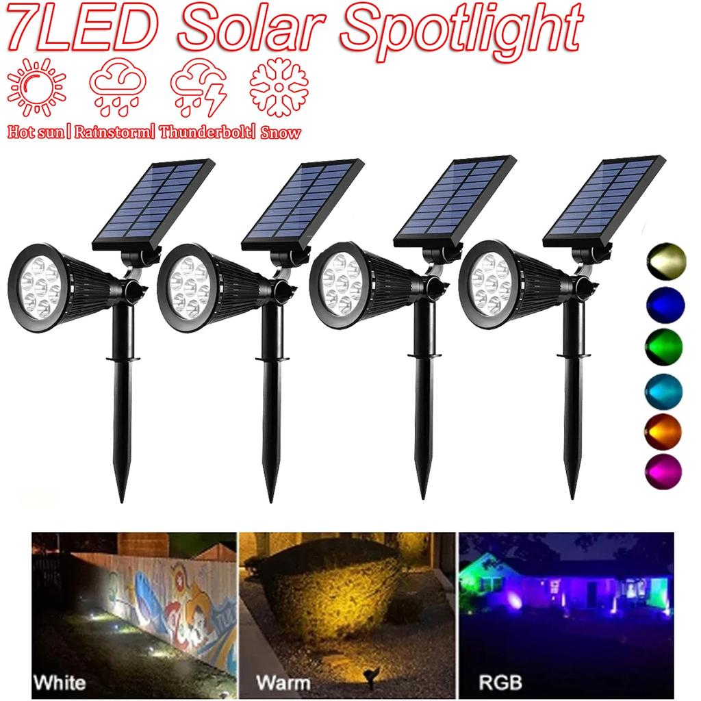 7LED Outdoor Solar Lights RGB Changing Lawn Ground Lamp IP65 Waterproof Landscape Spotlights Lighting For The Garden Decor