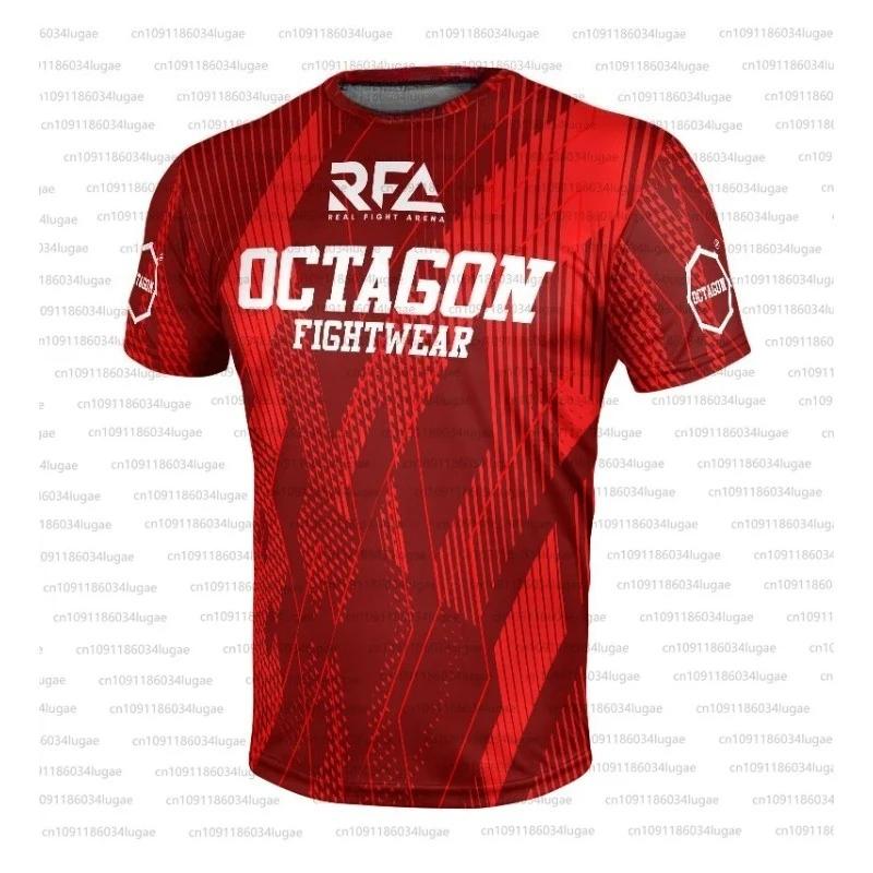 Летние фанаты Восьмиугольник X RFA Fightwear Мужская 3D-печать Дышащая Быстросохнущая Мотоспорт Спорт Фитнес Футболка с коротким рукавом