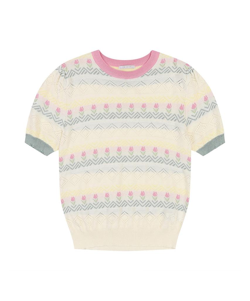 MESENSE Floral Pattern Style Short Sleeve Knit_Mb47Knm312Z