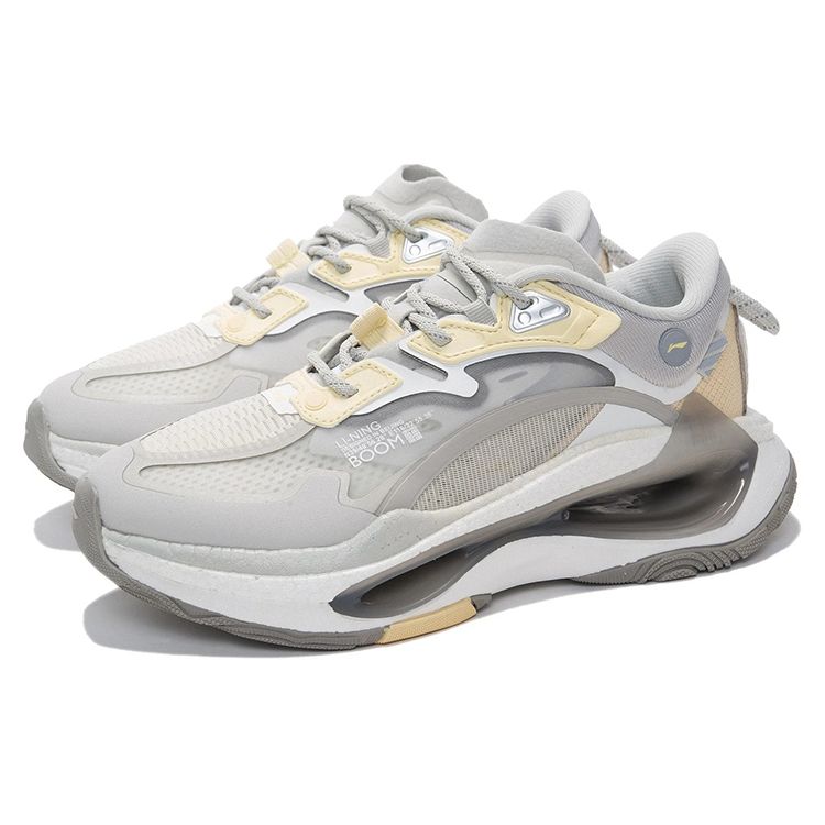 Li Ning Beyond Infinity Lightweight Slip-Resistant Durable Casual Sneakers Women Sneakers Light-Yellow Gray AZGS054-2