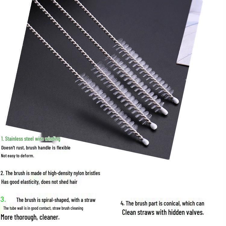Спиральная щетка из нержавеющей стали 304 с мягкой щетиной для детских бутылочек, соломинок, пробирок, чайников и стаканов для воды