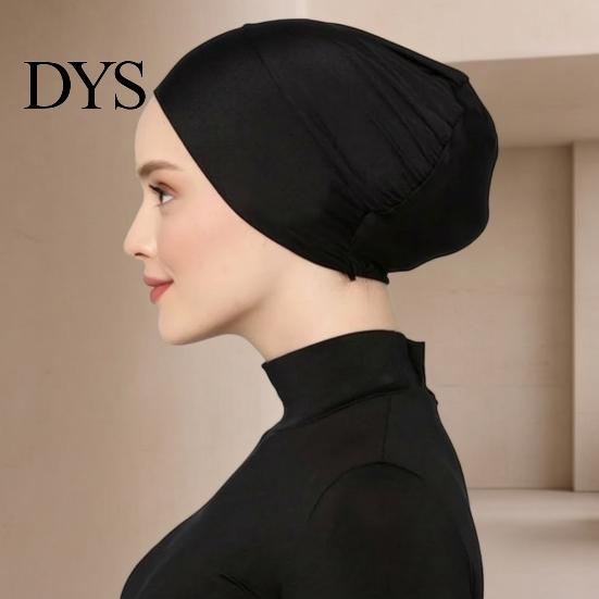 Cotton Undercap Women Solid Color Non-slip Stretch Headscarf Cap Breathable Under Head Wrap Scarf Hat Bonnet Night Sleep Headwear