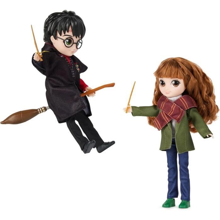 Harry potter - coffret deluxe poupée 20cm harry potter et hermione - wizarding world - 4 tenues et 12 accessoires