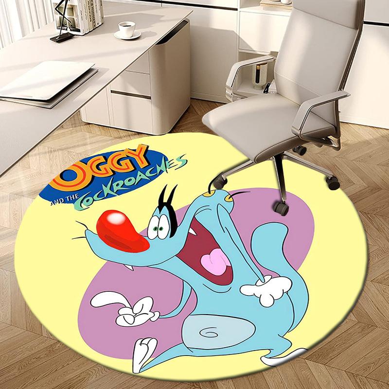 1pc Oggy and the Cockroaches Round carpet, Made of Polyester,Perfect for Decorating Office Chairs, Living Rooms,fplt228