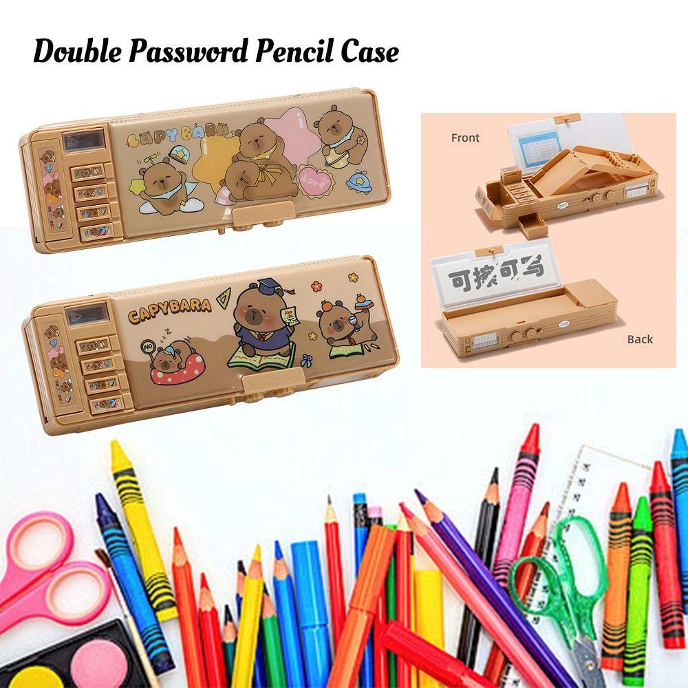 Двухслойный пенал-капибара большой вместимости, органайзер для канцелярских принадлежностей, пенал, студенты