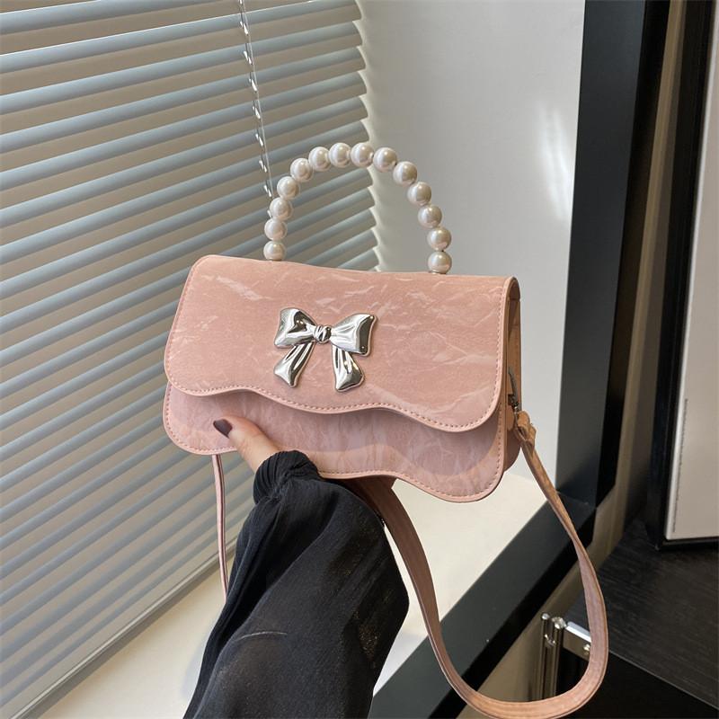 Chic Medium Sized Womens Crossbody Bag In Black Pink Gray Blue White With Fashionable Bow