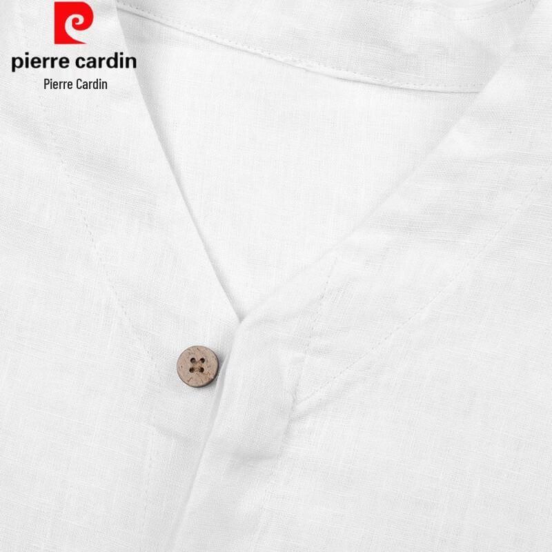Pierre Cardin Мужская рубашка 100% лен, V-образный вырез, в китайском стиле
