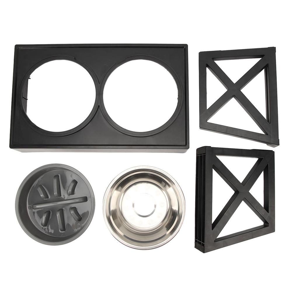 Elevated Dog Bowls with Stainless Steel Dish Height Adjustable Prevent Slip Raised Dog Slow Feeder