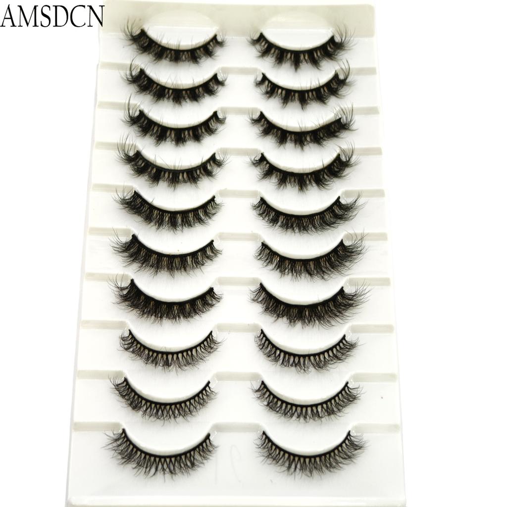 Xiaomi AMSDCN New 10 Pair 3D False Eyelash Cluster with Soft Mink Fur Manga Extended Eyelash Hybrid