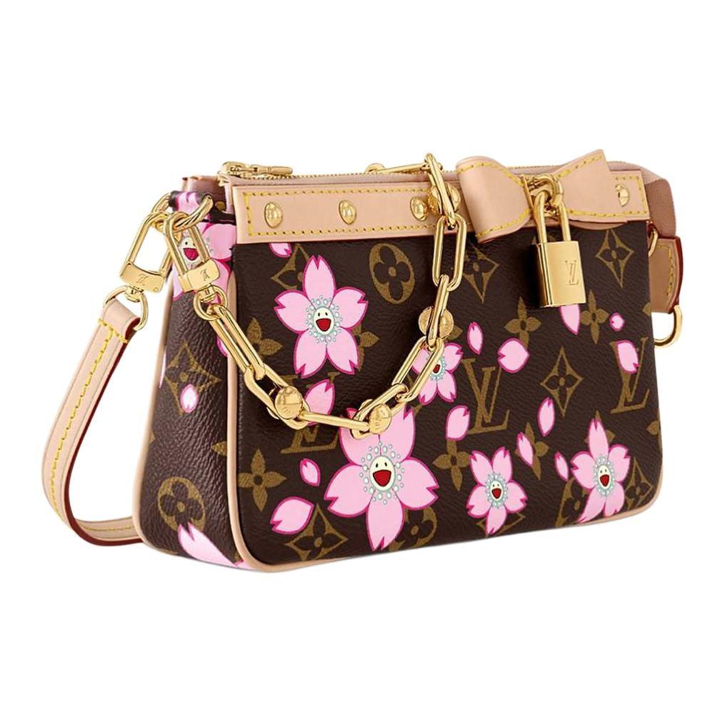 LOUIS VUITTON X Takashi Murakami Cherry Blossom Pochette Accessoires Sakura Brown M13666