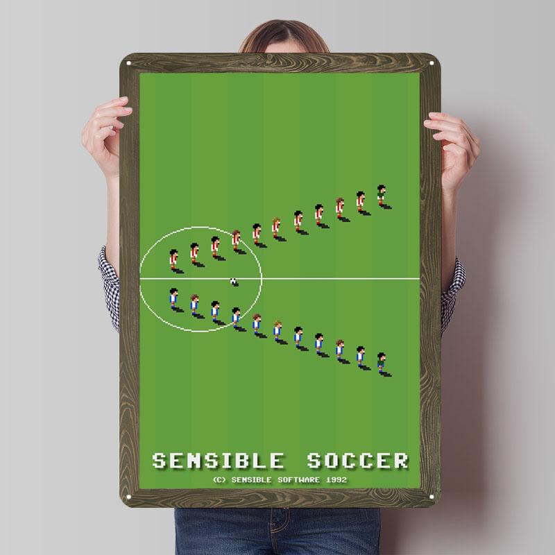 Sensible Soccer Жестяные таблички Постер видеоигры Постер Украшения для дома Металлическая табличка на заказ для настенного декора Настенный декор Бар
