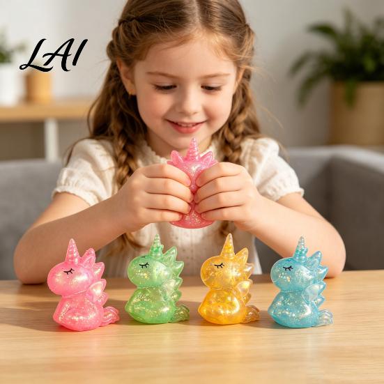 Slow Rebound Toy Glitter Squeeze Soft Elastic Pinching Feeling Cute Animal Decompression Tool for Kids Portable Stress Reliever Sensory Ball