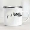 Camping Car Enamel Mug Adventure Together Cup Gift Idea for Camper Van Picnic Metal Insulating Outside Outdoor Festival Travel