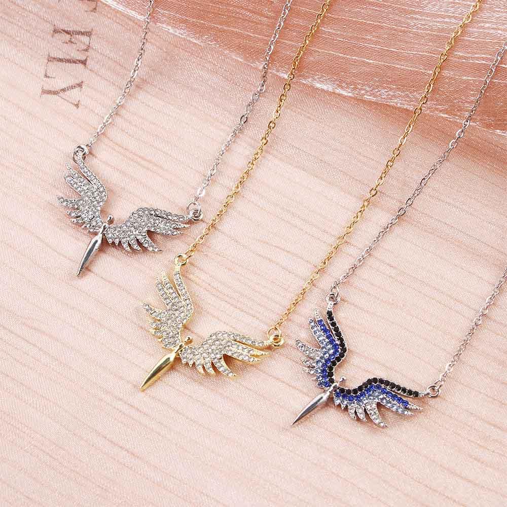Pendant Crystal Angel Wings Rhinestones Korean Neck Jewelry Choker Clavicle Chain Woman Necklaces