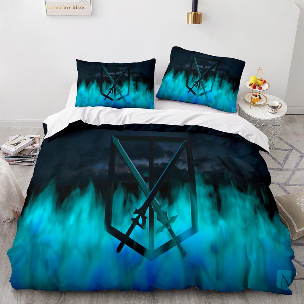 Anime Attack On Titan 3D Printed Bedding Set Duvet Cover Pillowcase Freedom Wings Bedclothes For Boys Kids Twin Single Full Size